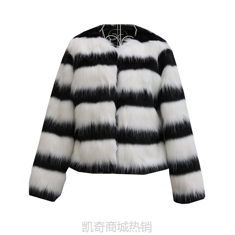 秋冬新款女式皮草外套欧美毛绒女款仿狐狸毛修身保暖外套休闲夹克