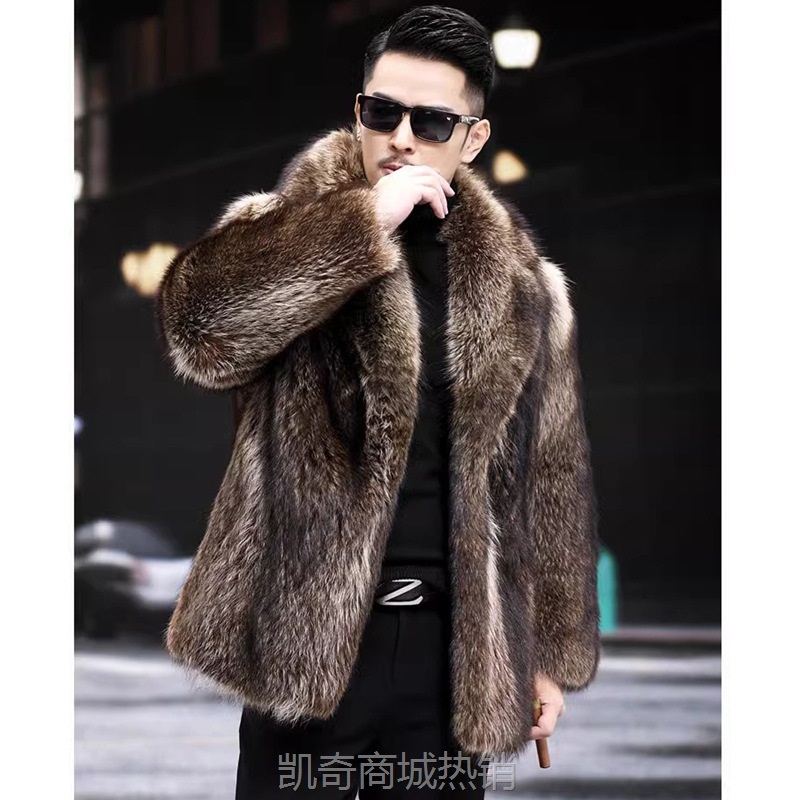 男装皮草外套貂皮大衣中长款仿裘皮狐狸毛水貂毛毛加厚保暖冬潮