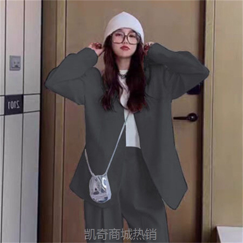 时尚两件套2024春秋季西装洋气韩版小个子新款西服套装女高腰套装