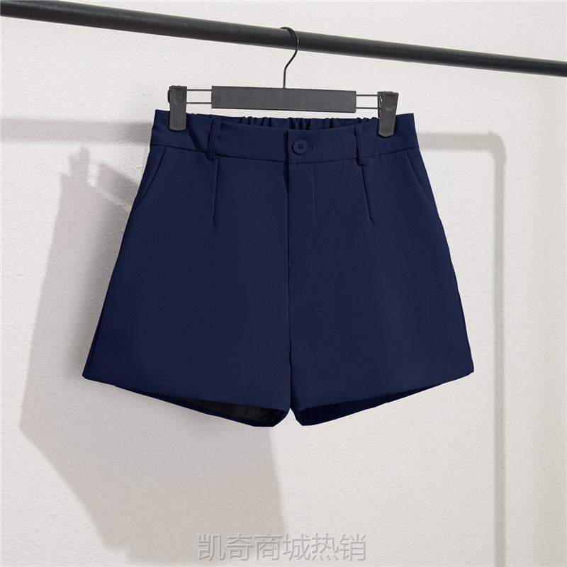 卡其色西装短裤女黑色夏薄款2024年新款宽松高腰a字休闲阔腿西裤