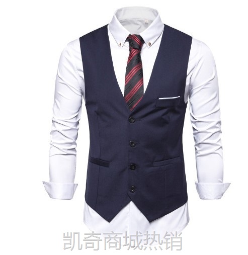 男士西装马甲西服正装男装韩版修身职业装背心大码V领马夹伴郎服