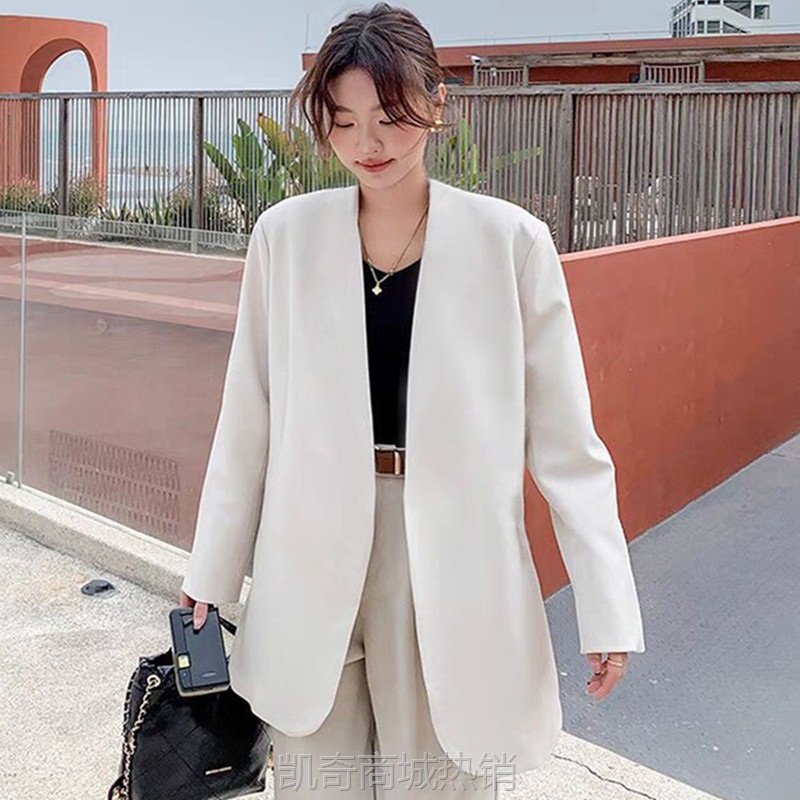 职业套装女春秋2024新款轻熟风气质女神范新款休闲米白色西装外套