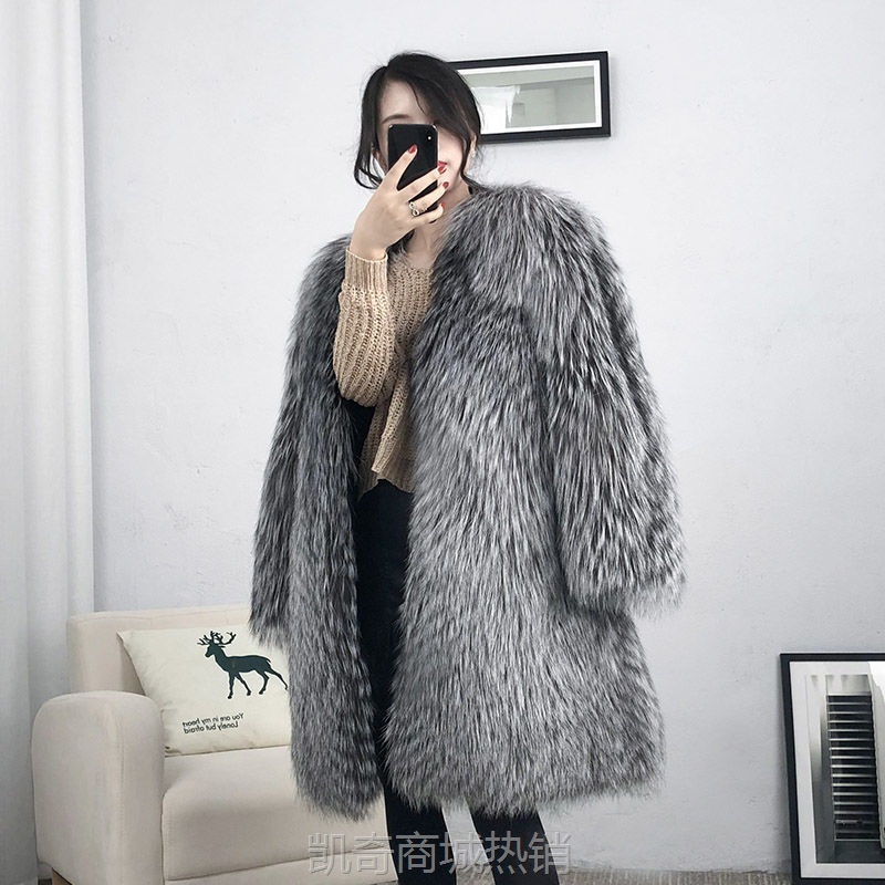 秋冬新款中长款狐狸毛仿皮草外套女整皮韩版修身大衣时尚保暖休闲