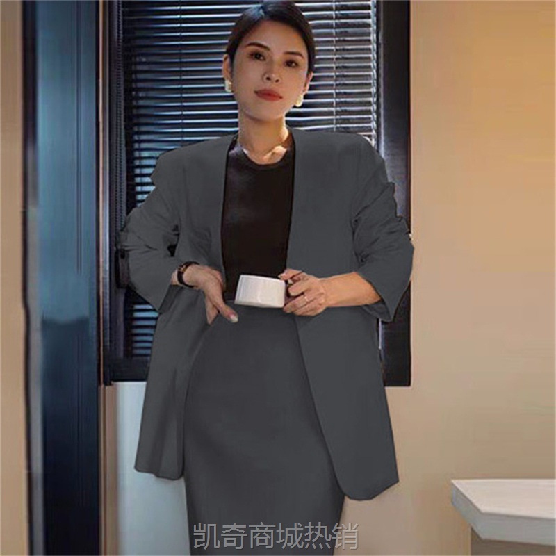 2024春季新款女小香风盐系轻熟套装高级感气质女神范西装连衣裙子