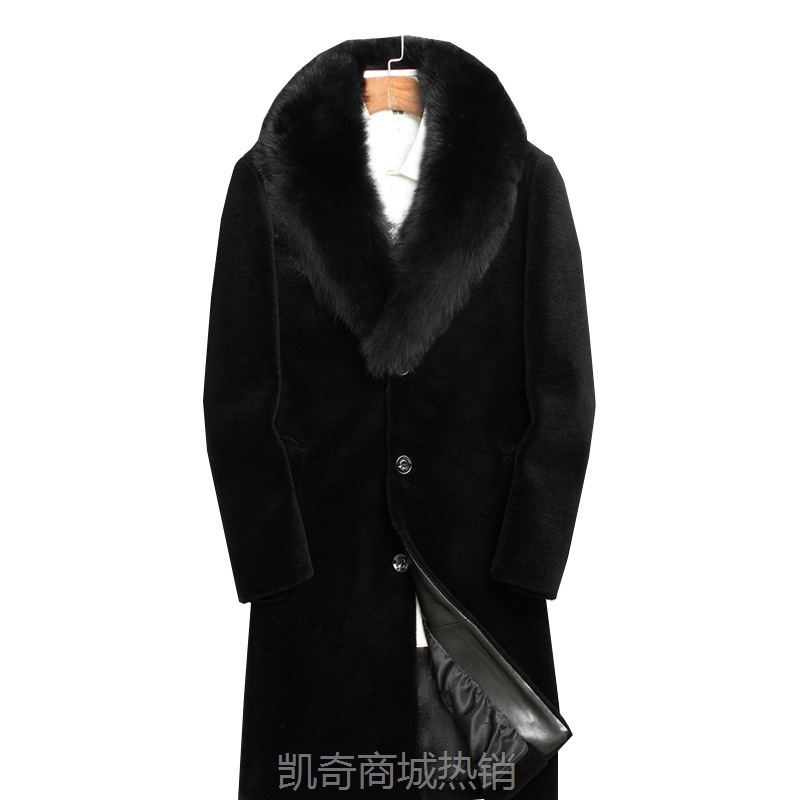 中长款加厚男装 大气皮草大毛领皮草外套 修身水貂毛貂皮大衣男