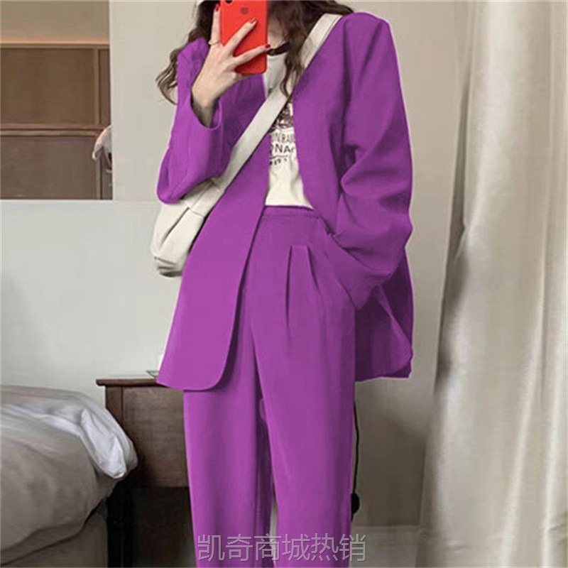 阔腿裤西装套装女2024春秋韩版时尚气质英伦风休闲炸街咖色小西服