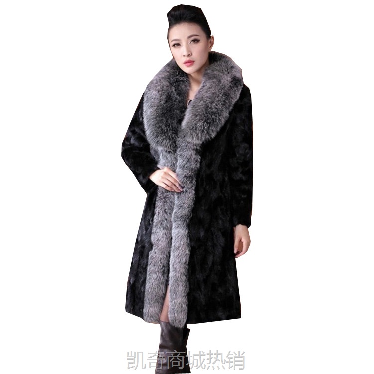 外贸仿皮草外套仿貂皮大衣女 仿狐狸毛 长款仿水貂皮草整貂外套