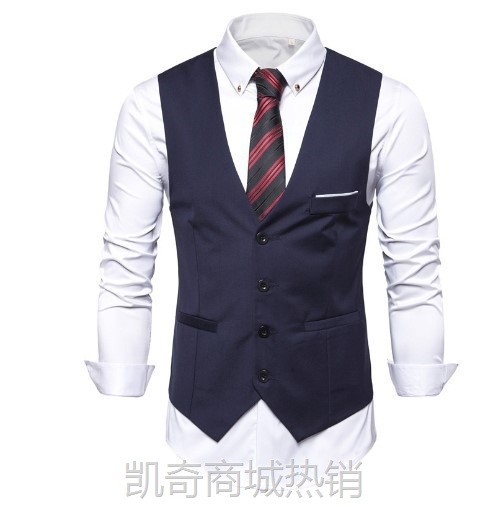 西服马甲男士西装马甲男修身休闲商务薄款背心大码工作服装正装马