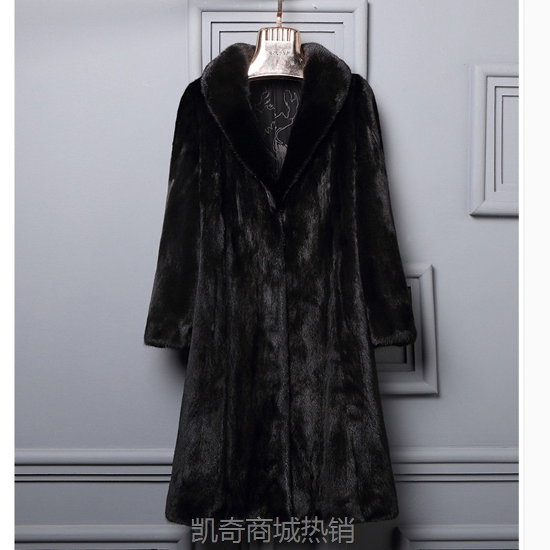 新款天鹅绒貂皮大衣女整貂长款水貂毛仿皮草外套海宁修身显瘦保暖
