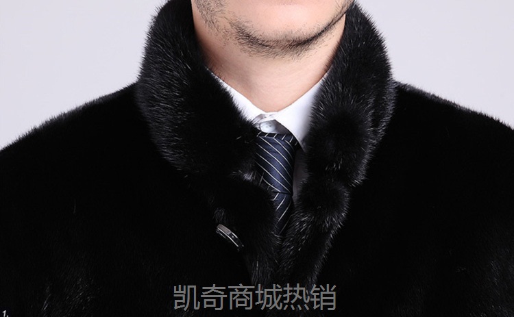 男士皮草外套新款仿水貂毛修身长款中华立领男装皮草风衣加厚皮衣