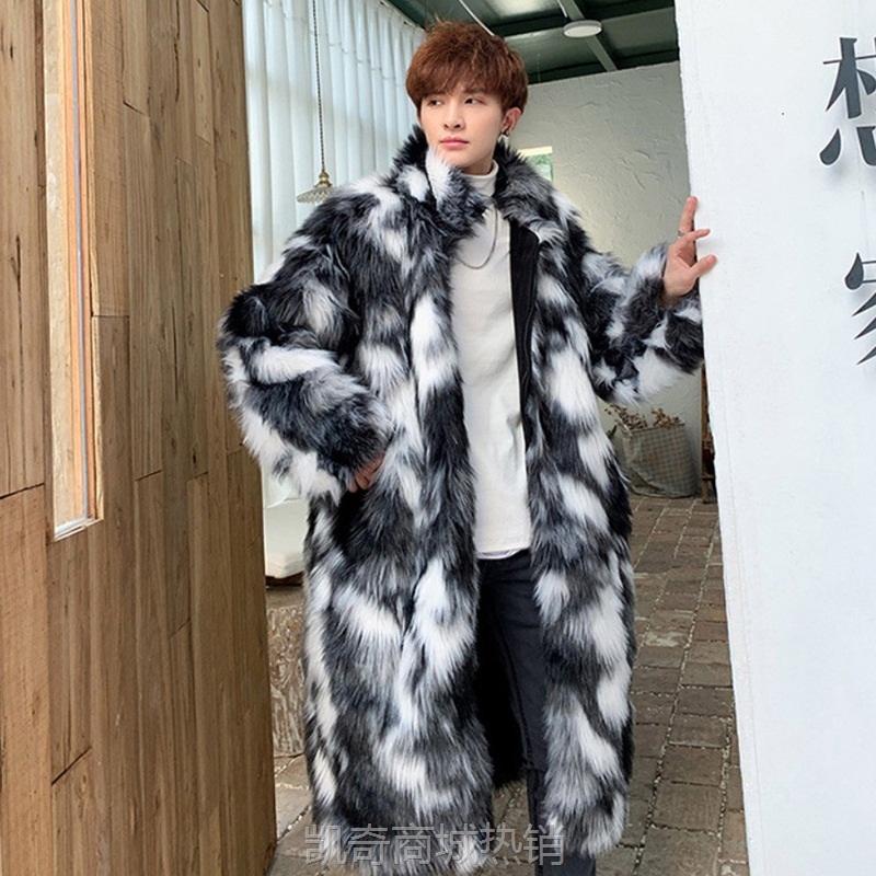 秋冬新款男士皮草外套仿狐狸毛大衣裘皮上衣时尚休闲街头宽松夹克
