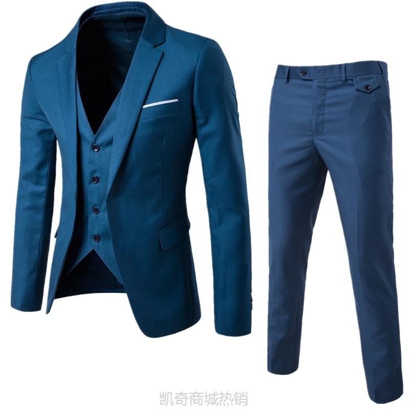 西服套装男士三件套韩版修身休闲正装新伴郎结婚礼服职业条纹西装
