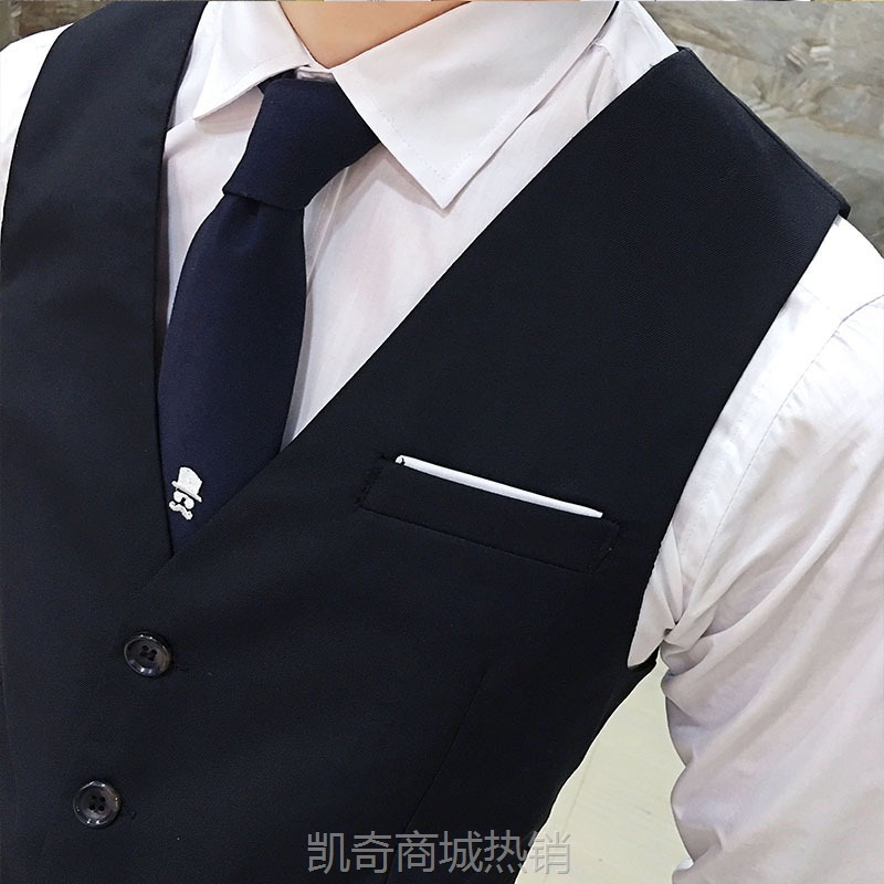 2020亚马外贸6色男士修身韩版马甲伴郎马甲V领单排扣马甲 S-6XL