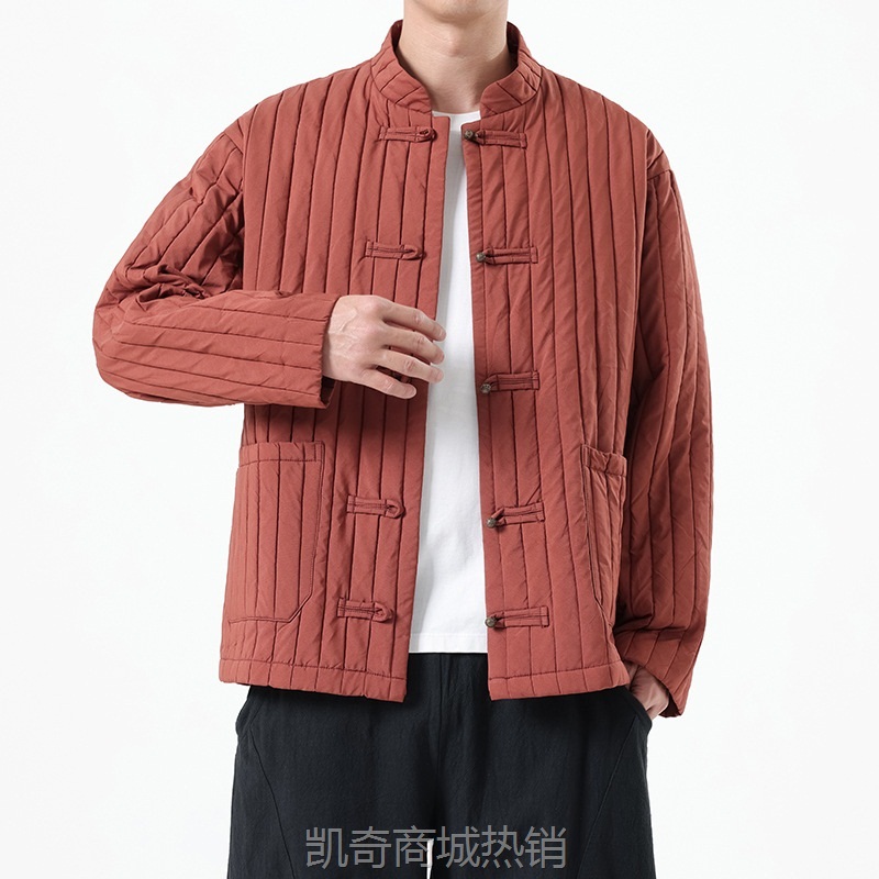 2024秋冬新款中国风男装夹克新中式唐装汉服大码潮流条纹外套男