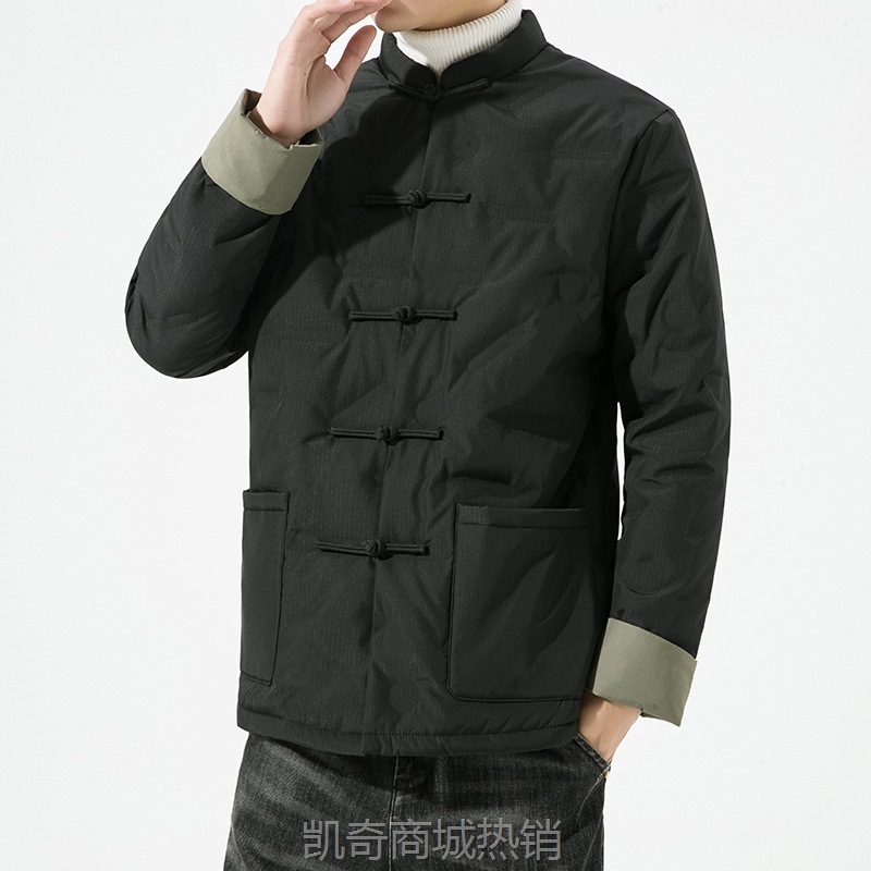 2023冬季新款中国风男装复古潮流羽绒服 男士唐装国潮羽绒服外套