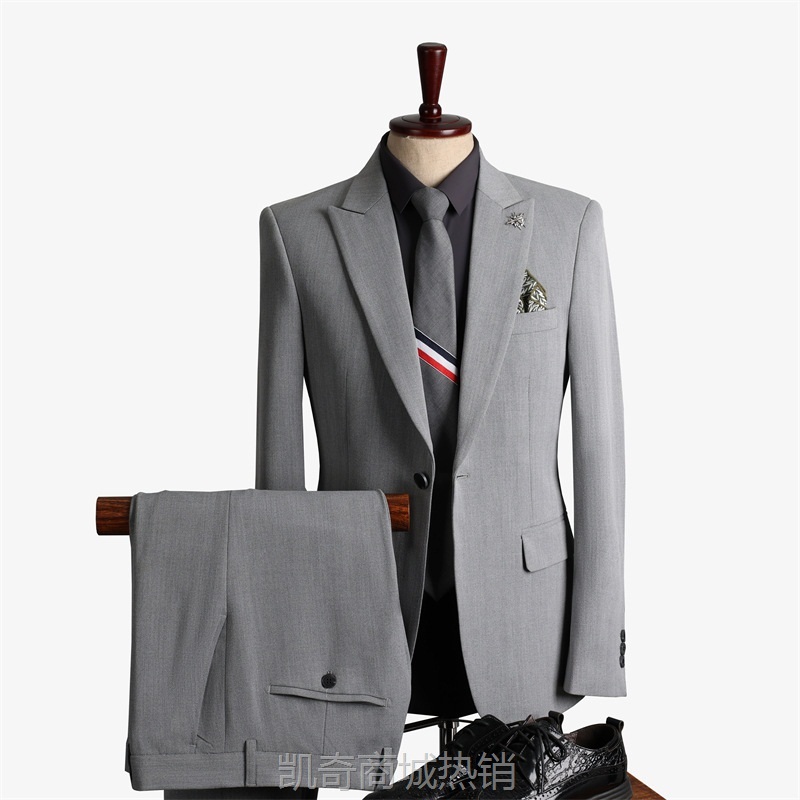 纯色西装男装套装婚礼伴郎服休闲商务正装时尚韩版高档西服套装男