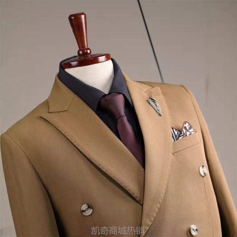 定制双排西装套装男士商务休闲宴会结婚礼服伴郎婚礼痞帅职业西服