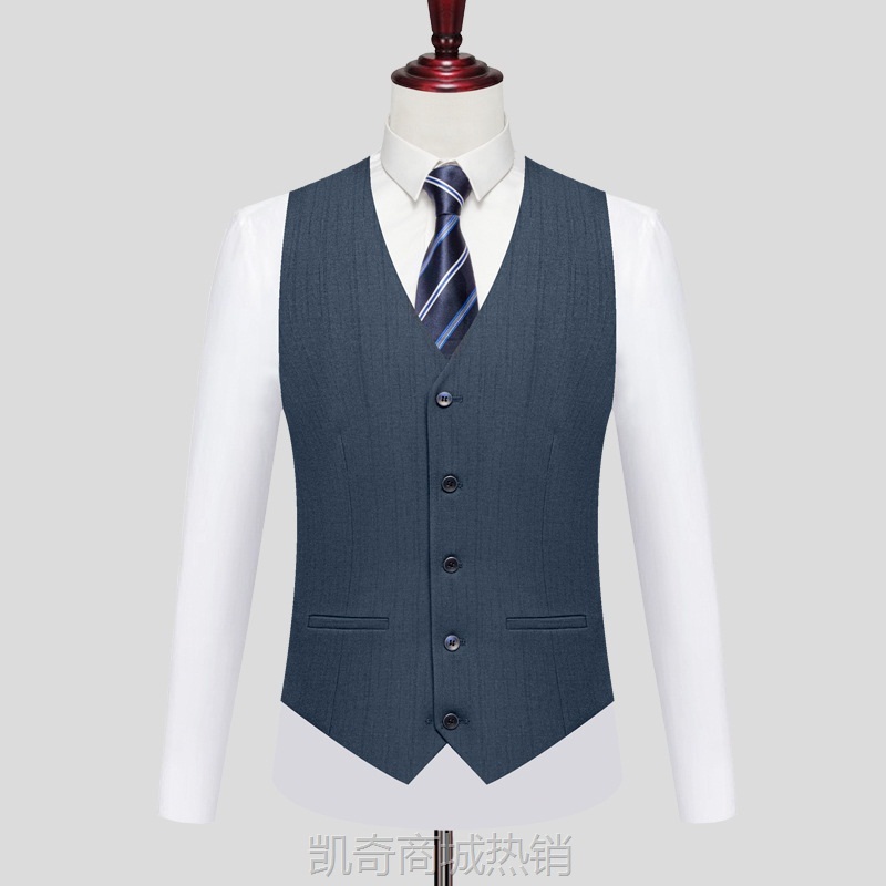 西服套装男士蓝色商务条纹上班修身西装新郎结婚礼服正装批发代发