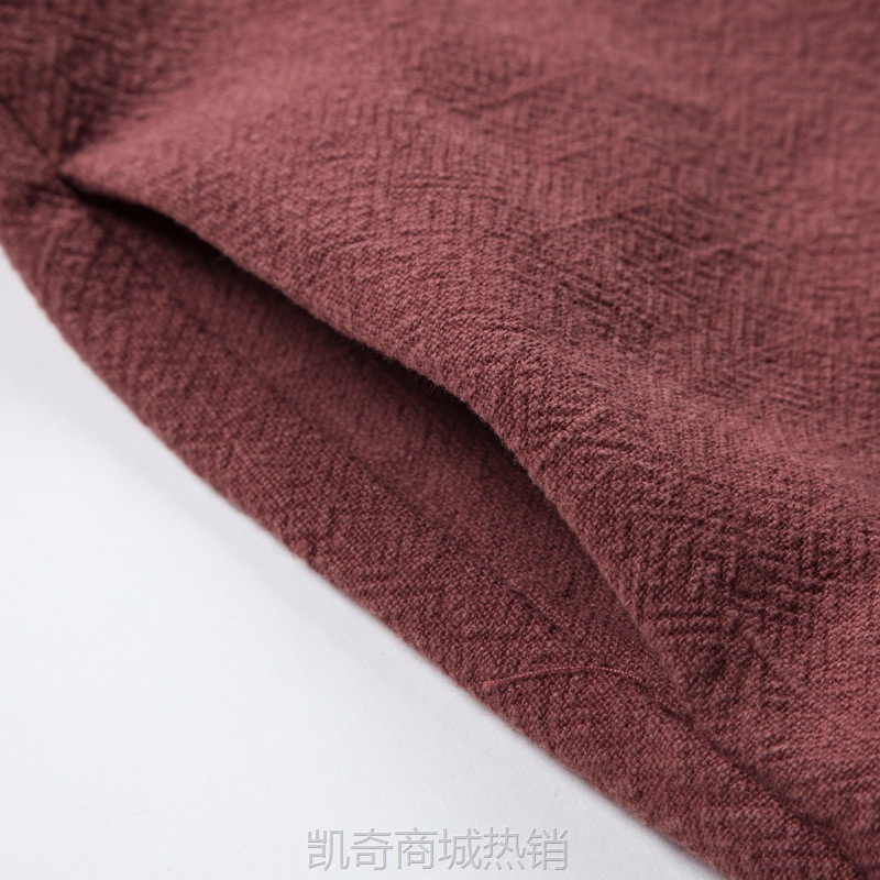 2022秋冬新款中国风男装纯色亚麻汉服男士棉麻潮流中长款风衣外套