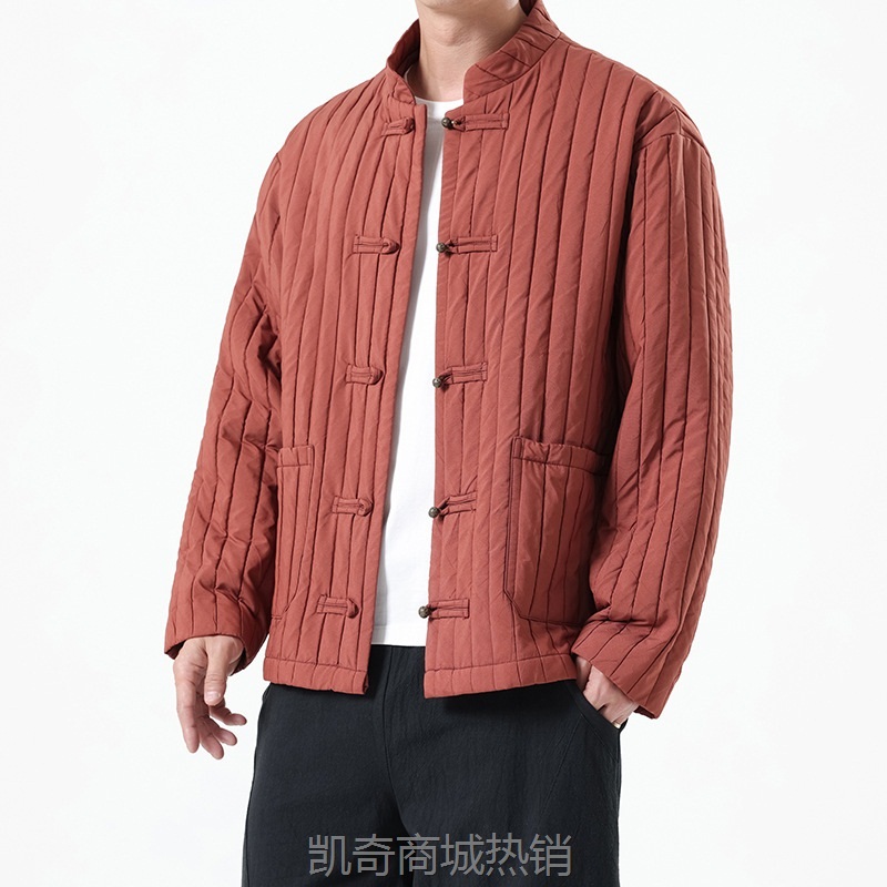 2024秋冬新款中国风男装夹克新中式唐装汉服大码潮流条纹外套男