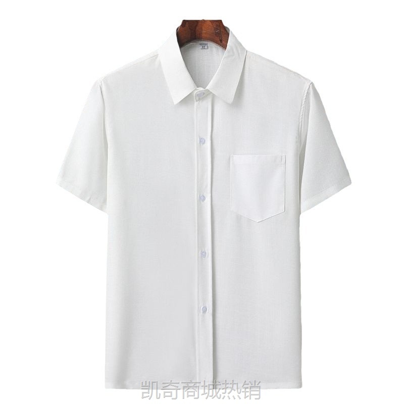 中老年男士短袖衬衫棉麻爸爸装夏装开衫宽松翻领老人衣服爷爷