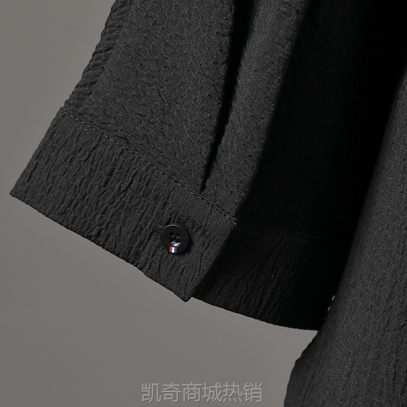 中国风夏季男士复古潮流冰丝7分袖t恤宽松大码禅服薄款半袖体恤男