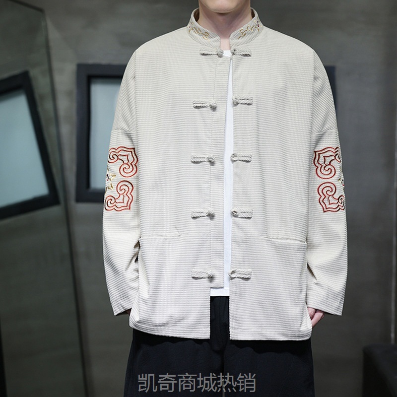 2024秋冬新中式中国风男装复古潮流夹克刺绣外套大码复古中式唐装