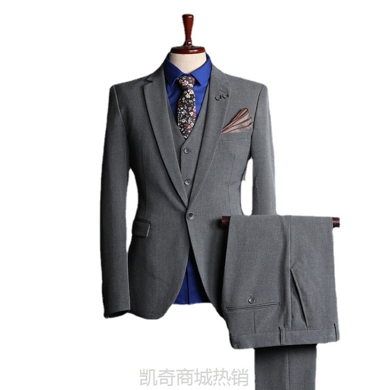 男士休闲西装外套 新郎伴郎结婚礼服套装 影楼模特修身西服三件套