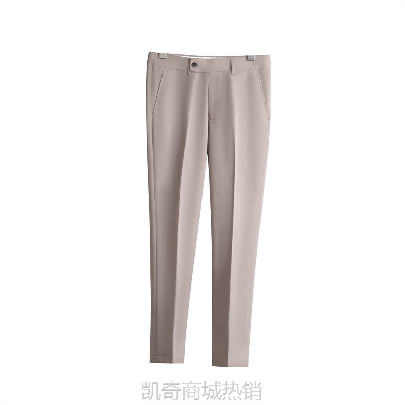 灰蓝色垂感西裤男士小直筒裤商务上班夏季薄款休闲九分裤子男裤