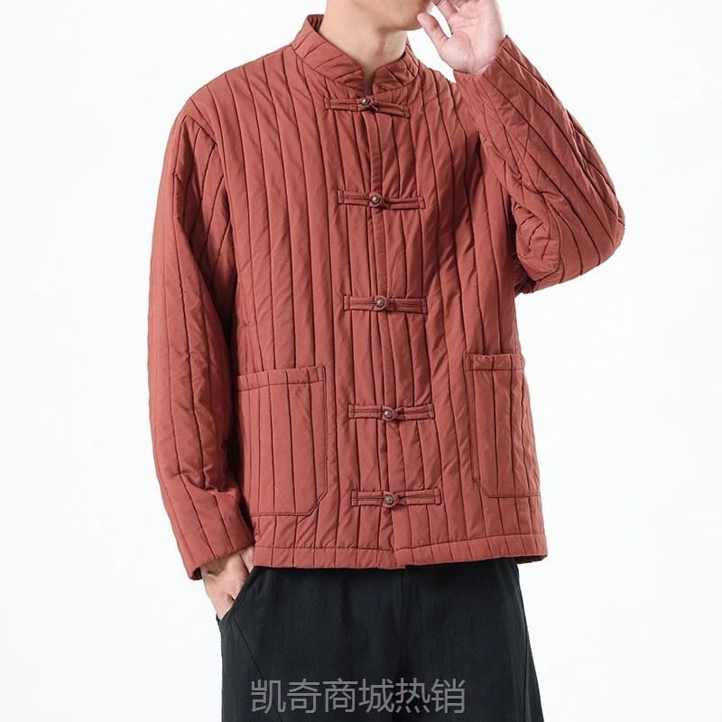 2024秋冬新款中国风男装夹克新中式唐装汉服大码潮流条纹外套男