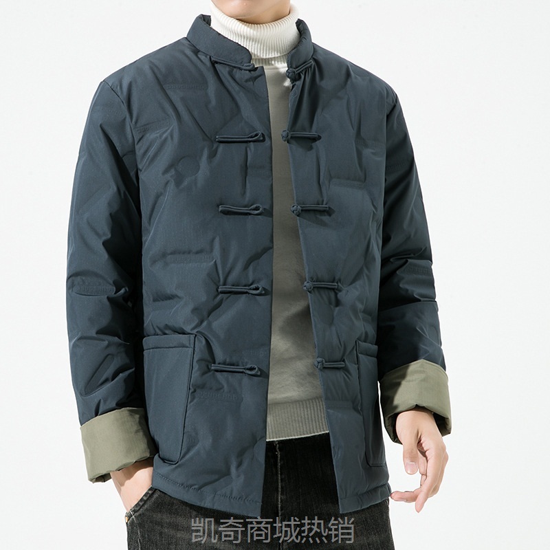 2023冬季新款中国风男装复古潮流羽绒服 男士唐装国潮羽绒服外套