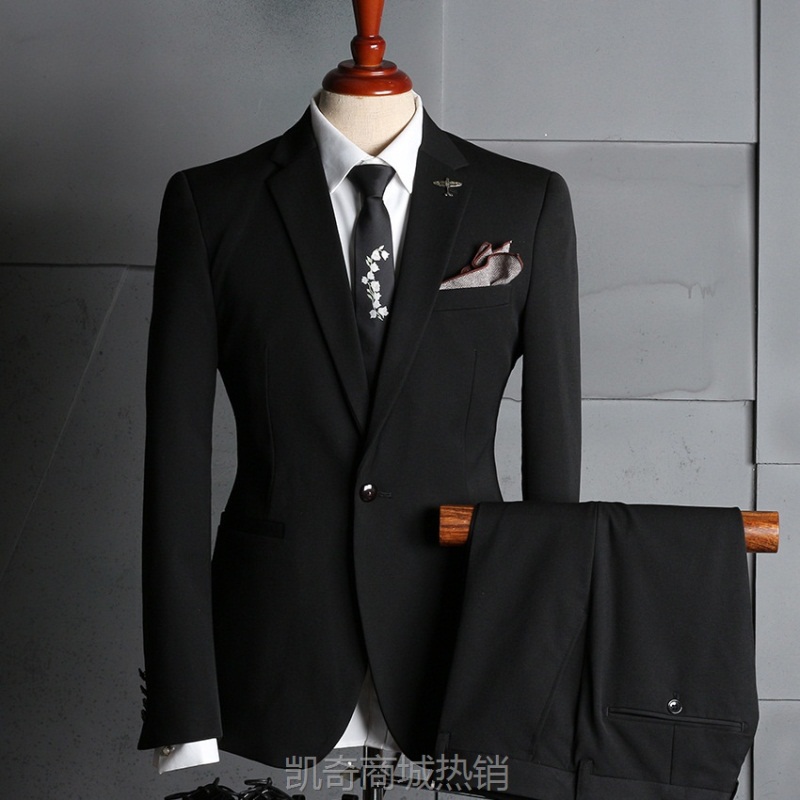 男士休闲西装套装三件套 宴会结婚商务休闲新郎礼服套装青年韩版