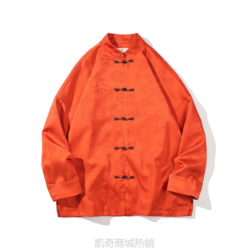 2023秋冬新款中国风男装中式复古冰丝唐装汉服大码潮流夹克外套男