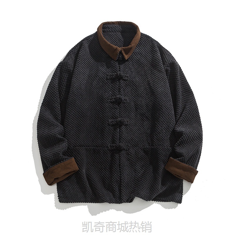 2024秋冬季新款男士潮流宽松翻领复古汉服大码日系厚中国风夹克