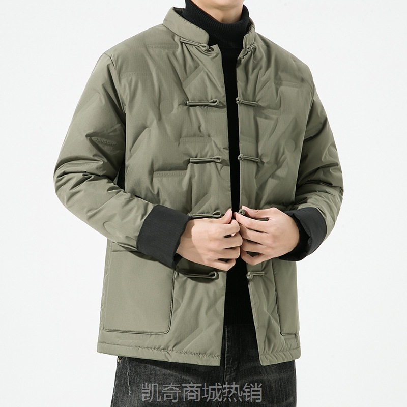 2023冬季新款中国风男装复古潮流羽绒服 男士唐装国潮羽绒服外套