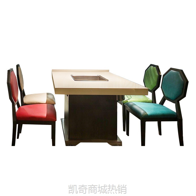 厂家直营批发简约铁艺靠背休闲火锅烧烤店餐厅烧烤桌椅组合套装