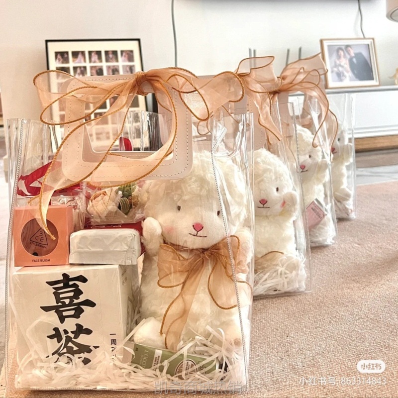 三八妇女节礼物袋子pvc透明礼品袋糖果手提袋伴手礼物包装袋