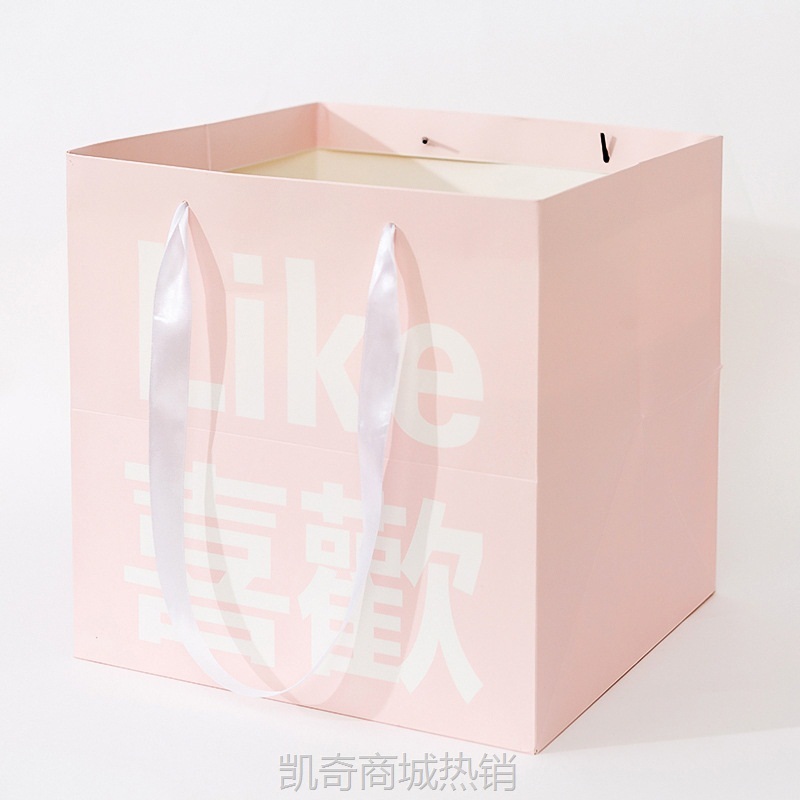 正方形花束鲜花手提袋包装礼物礼品花袋方形插花包装礼品袋空袋子