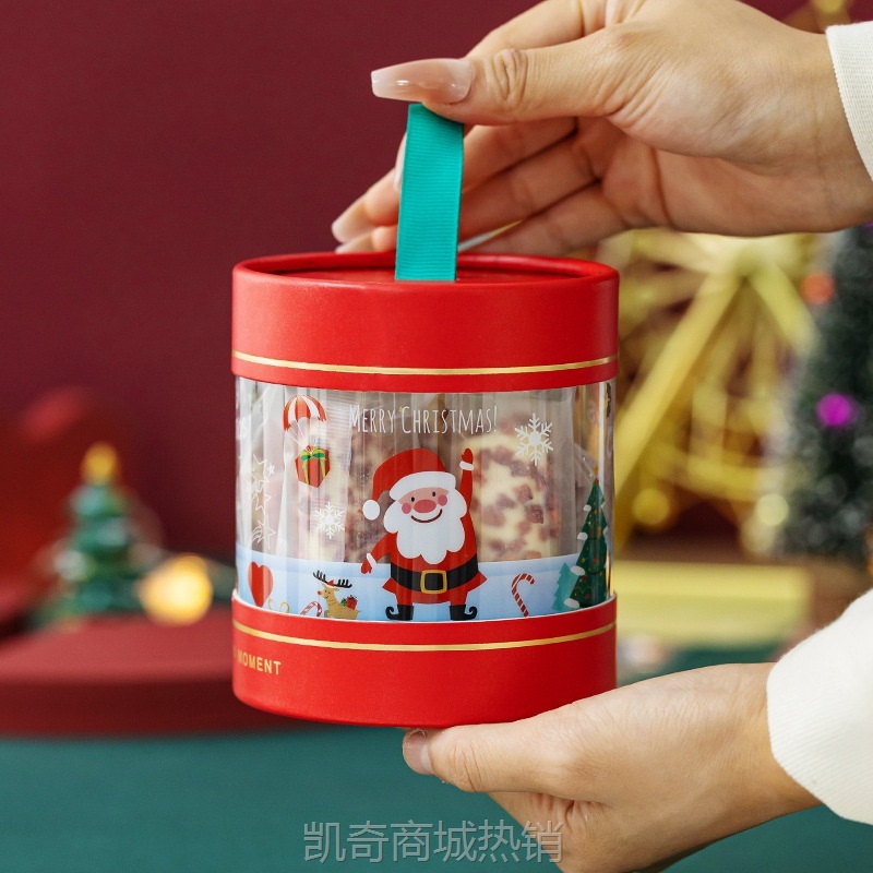 网红新款圣诞节苹果盒子透明开窗平安夜礼品糖果盒节日礼物包装盒