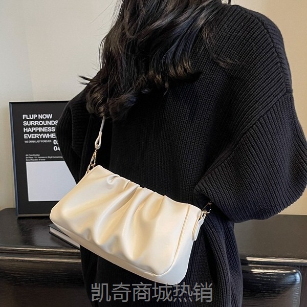 网红质感复古褶皱小包包女2023新款秋冬百搭单肩腋下包时尚斜挎包