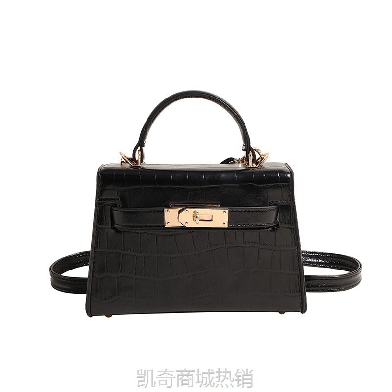 高级感鳄鱼纹铂金凯莉包包女2024新款时尚迷你手提小包单肩斜挎包