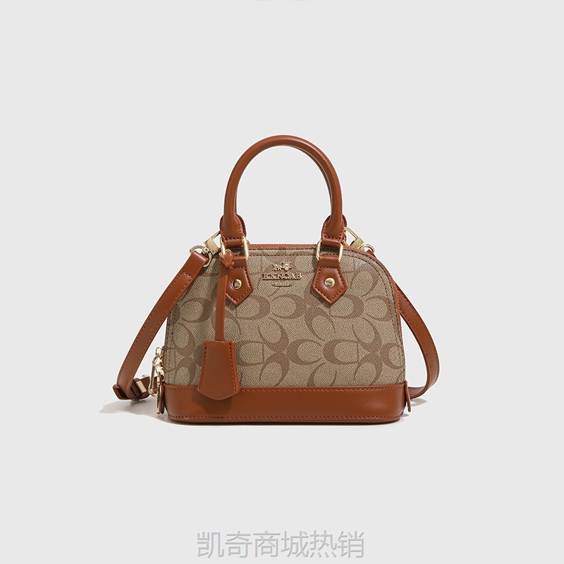 2024新款轻奢手提女包贝壳包包女小众百搭老花单肩斜挎包跨境外贸