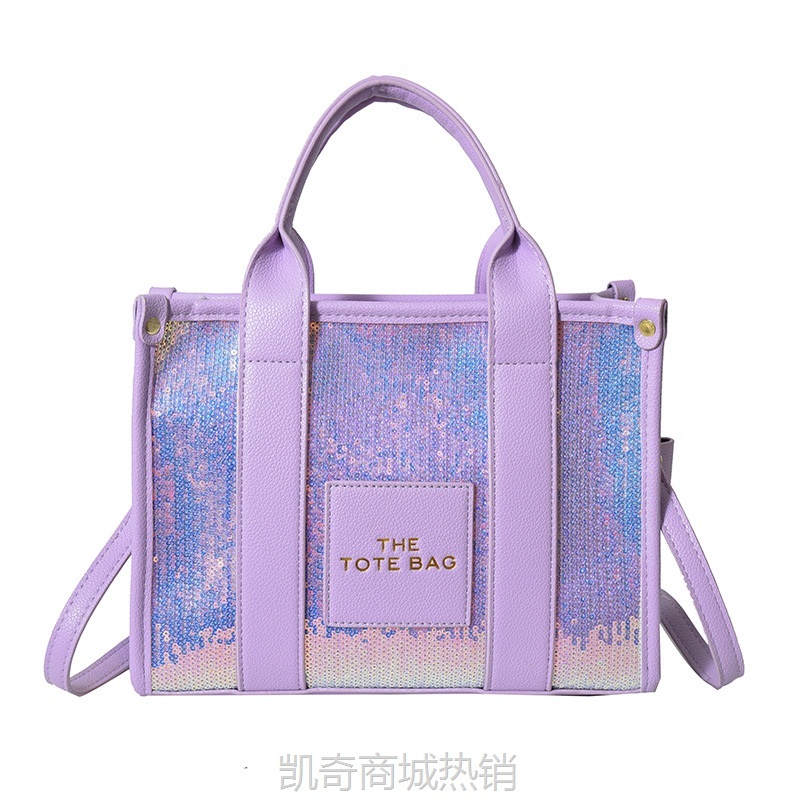 跨境2023韩版时尚流行简约亮片Bags托特包单肩斜挎手提包