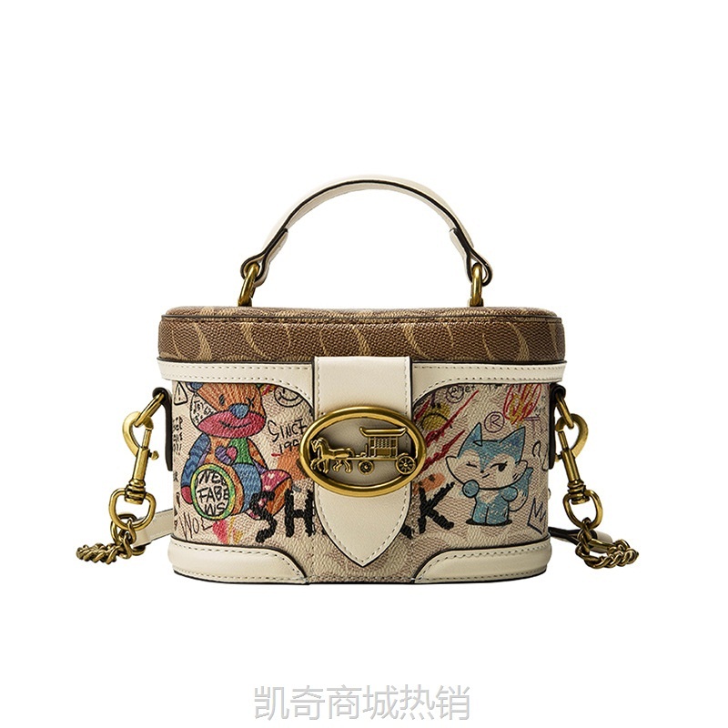 包包涂鸦女包2024新款跨境外贸大容量斜挎小包女士单肩小方包bags