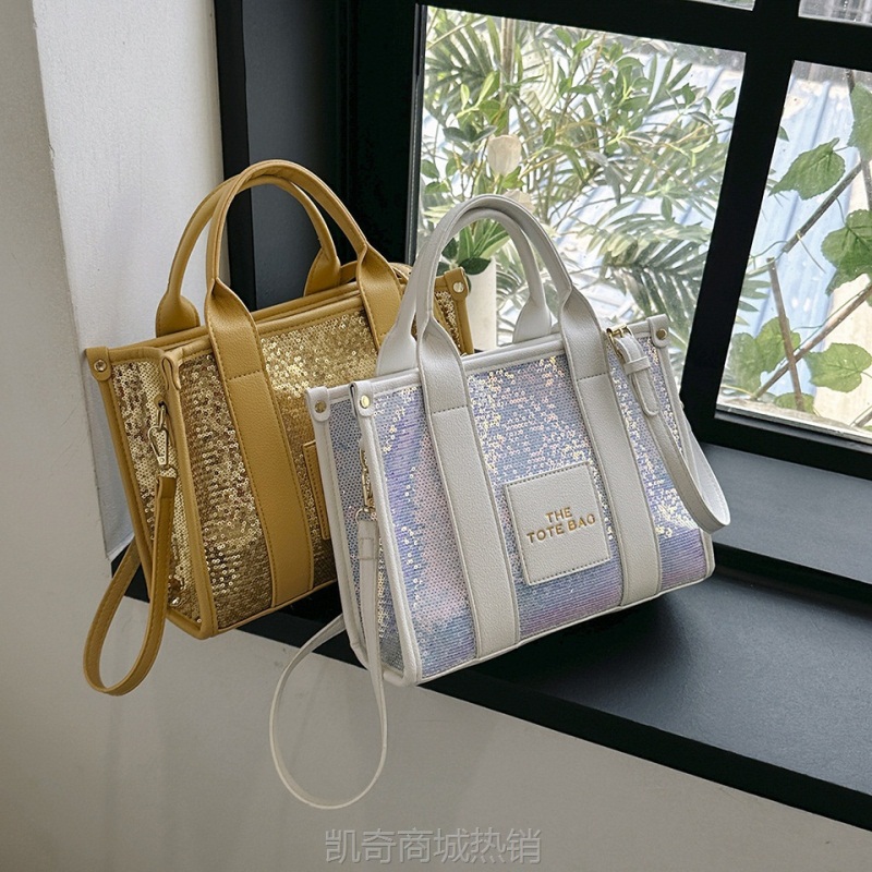跨境2023韩版时尚流行简约亮片Bags托特包单肩斜挎手提包