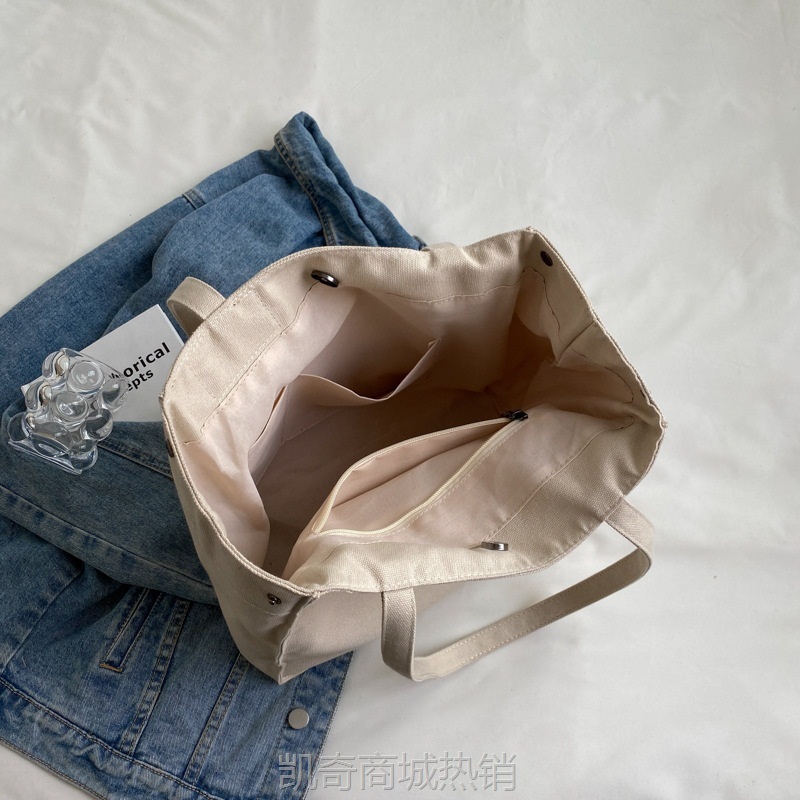 韩版帆布包包女2024新款潮单肩腋下包大容量手提购物袋通勤托特包