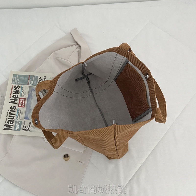 2021新款夏季慵懒风外贸灯芯绒复古单肩包女大包学生手提托特书包