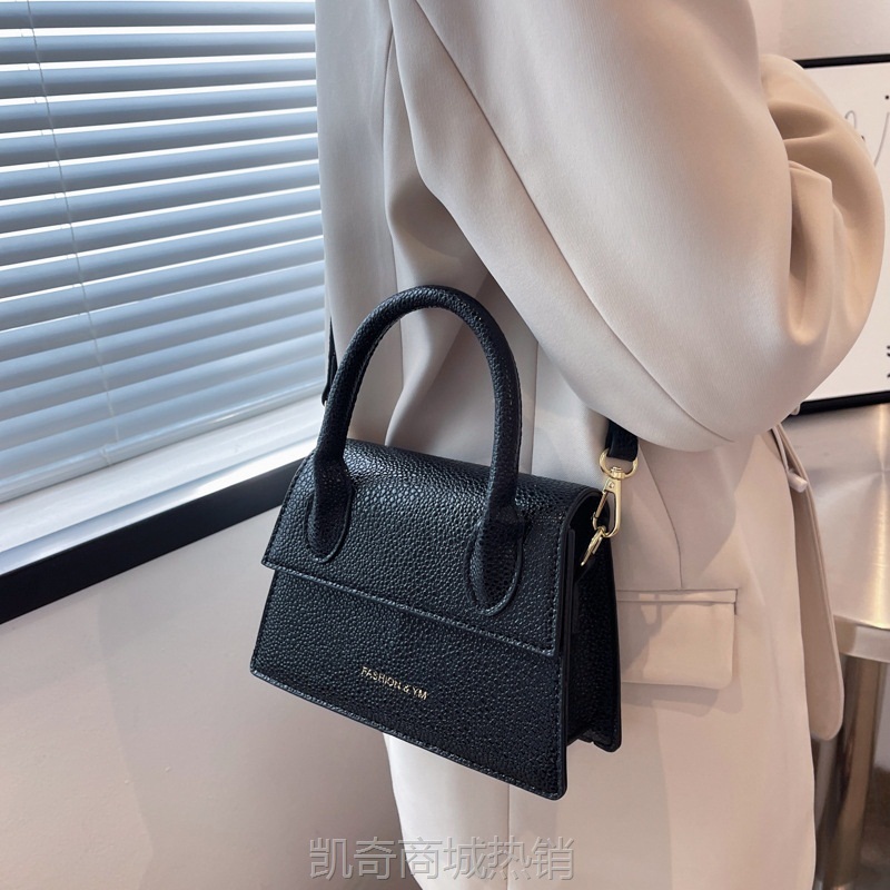 跨境女士手提包  新款韩版荔枝纹单肩包迷你时尚纯色斜挎女包