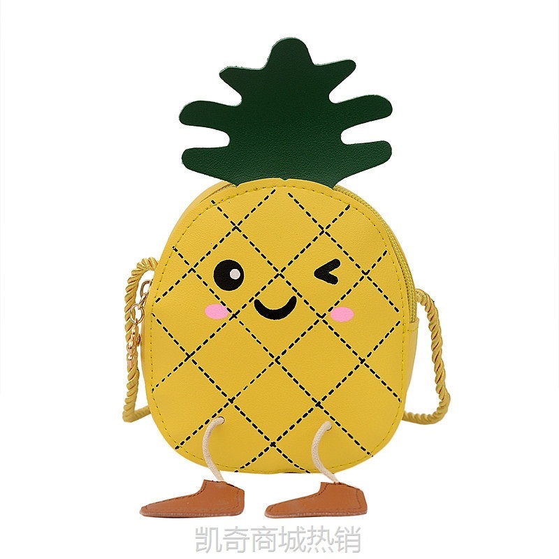 外贸韩系新款可爱菠萝儿童包包小女孩斜挎包时尚潮卡通单肩包宝宝