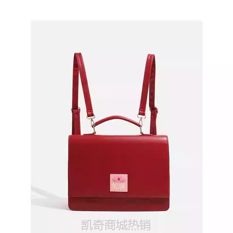CDIWRI&KARI红色系手提包小众设计复古双肩包通勤方盒单肩斜挎包